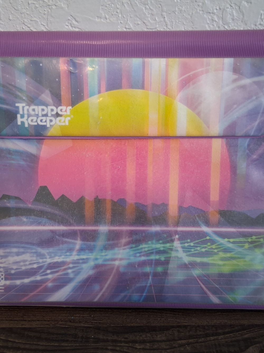 Mead Trapper Keeper 1 Inch Binder Sunset Retro 80s Grid Synthwave 2